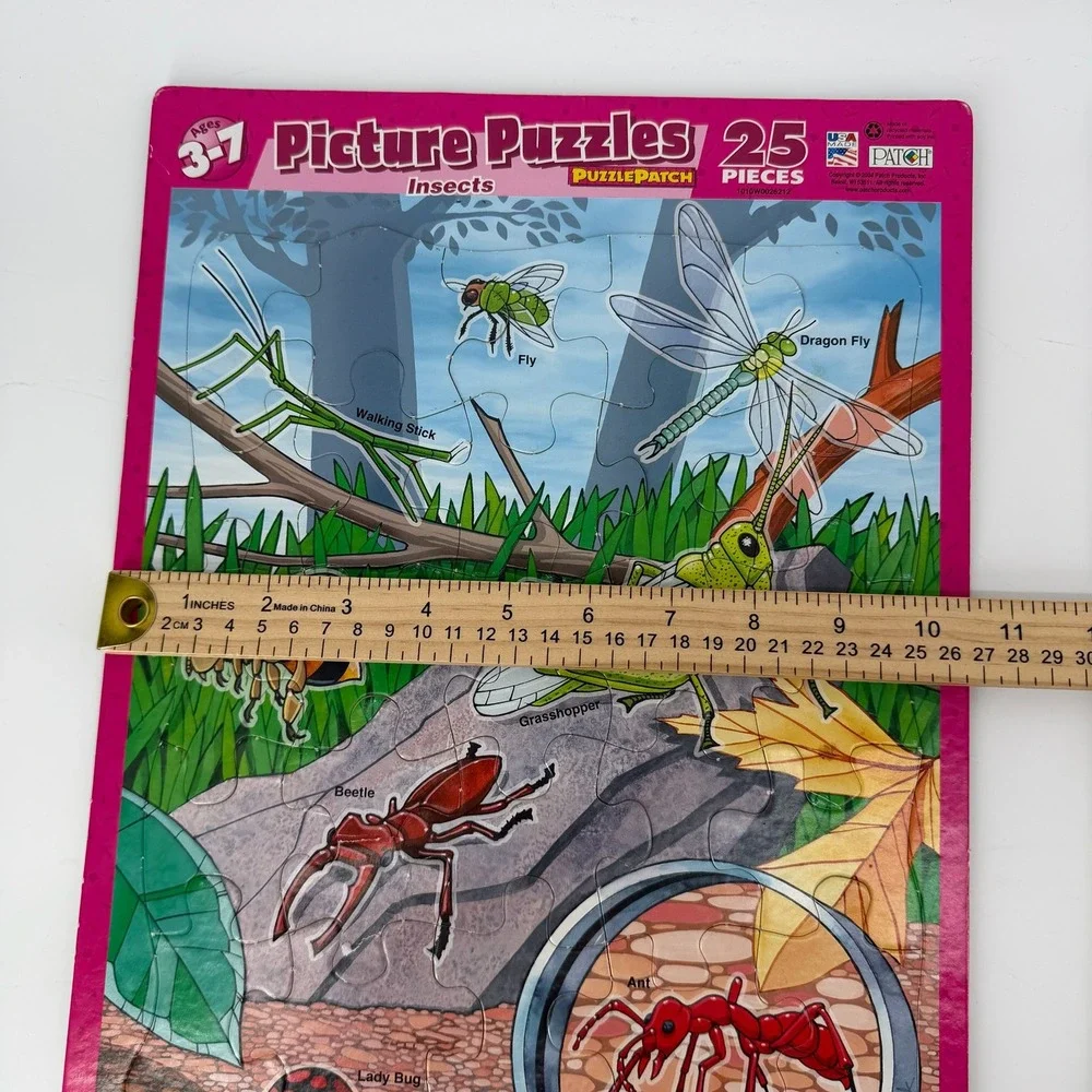 Vintage Puzzle Patch Picture Puzzles Set of 2‎ Insects and Pets 25 Pieces  USA
